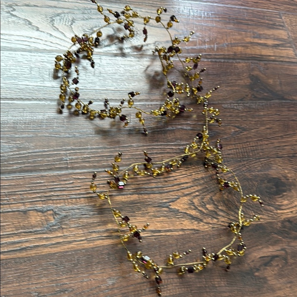 PartyLite Venezia Amber Fall Glass Bead Garland Acrylic Flexible  Wire Decor 48”